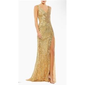 Mac Duggal Gold Sequin Sleeveless Gown - Size 4 (see pics)